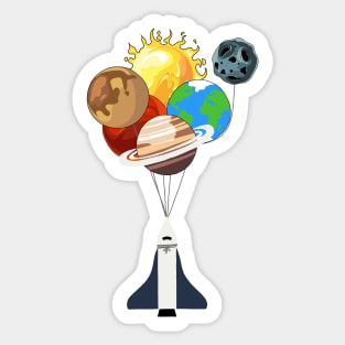 Aerospace Spaceshuttle Balloons Planets Sticker